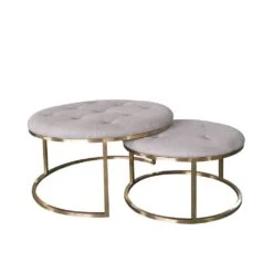 Blanc D'Ivoire Yasmina Pouffes - String - Set Of 2