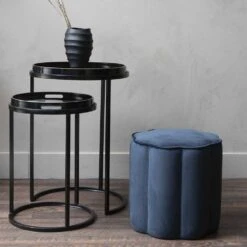 Charington Footstool - Royal Blue Velvet