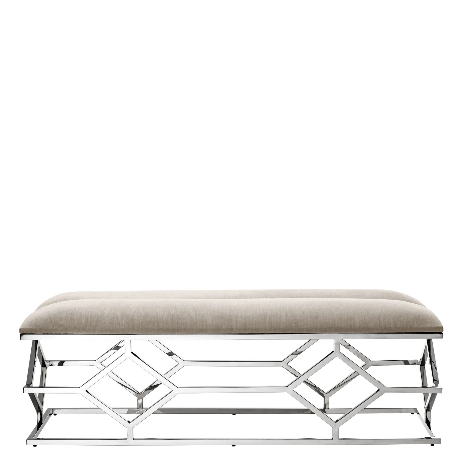 Eichholtz Trellis Bench - Polished Stainless Steel | Pebble Grey 2 Eichholtz Trellis Bench - Polished Stainless Steel | Pebble Grey - Image 2