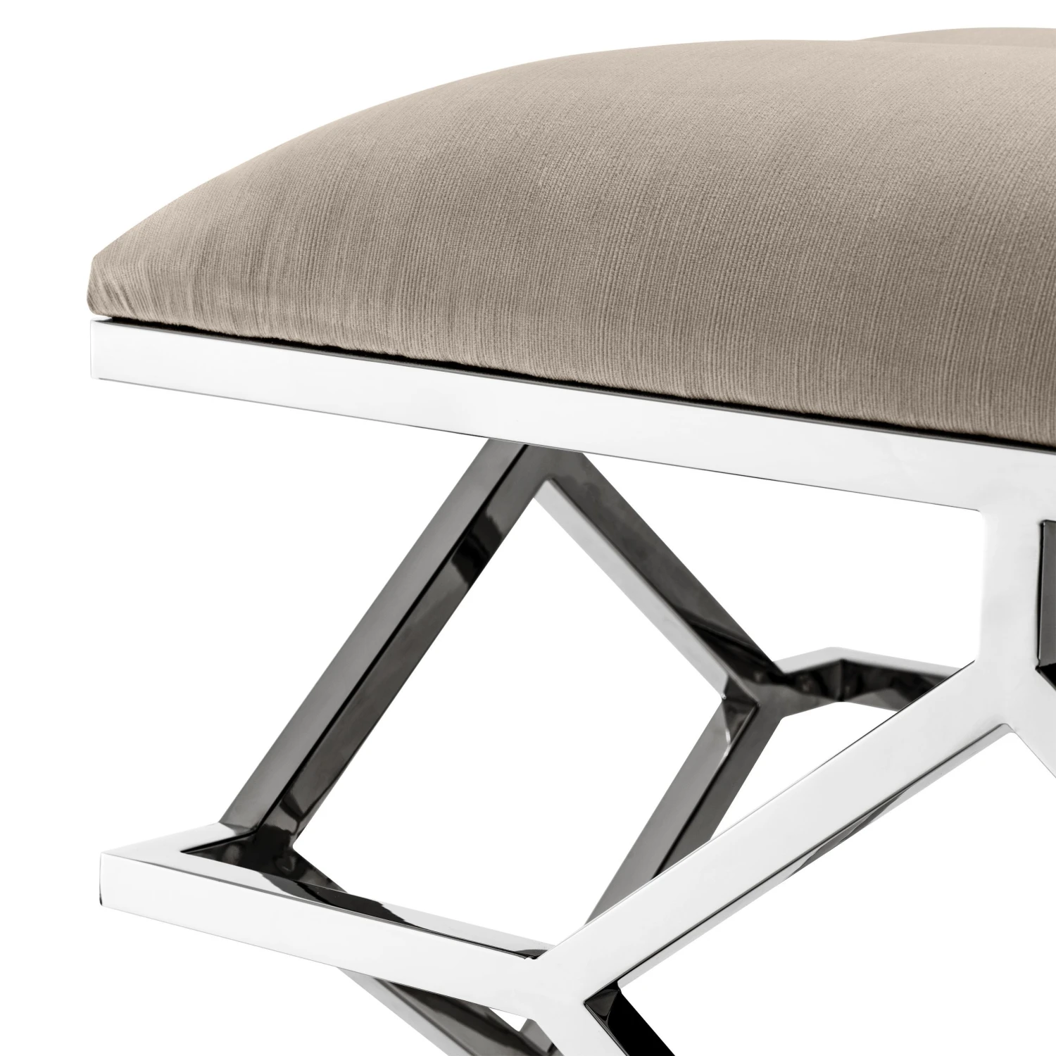 Eichholtz Trellis Bench - Polished Stainless Steel | Pebble Grey 3 Eichholtz Trellis Bench - Polished Stainless Steel | Pebble Grey - Image 3