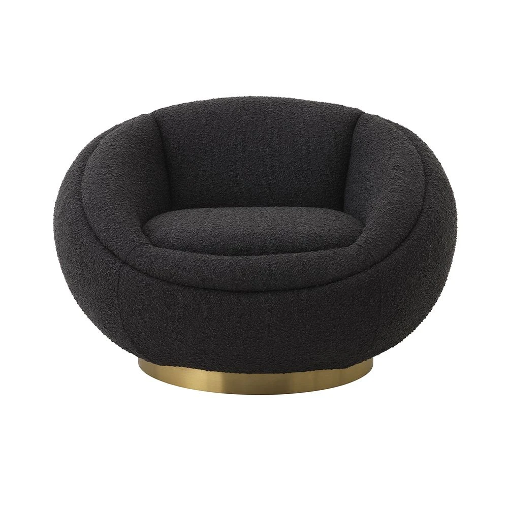 Eichholtz Bollinger Swivel Chair - Boucle Black 2 Eichholtz Bollinger Swivel Chair - Boucle Black - Image 2