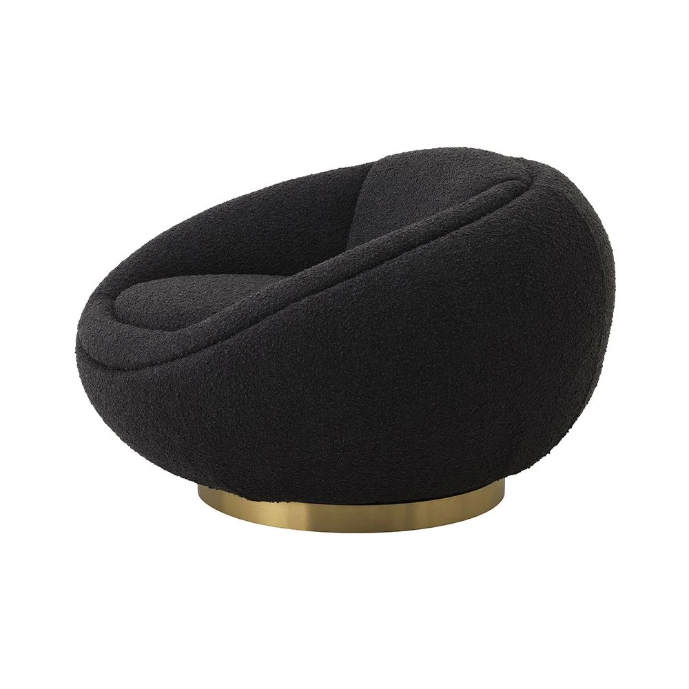 Eichholtz Bollinger Swivel Chair - Boucle Black 3 Eichholtz Bollinger Swivel Chair - Boucle Black - Image 3