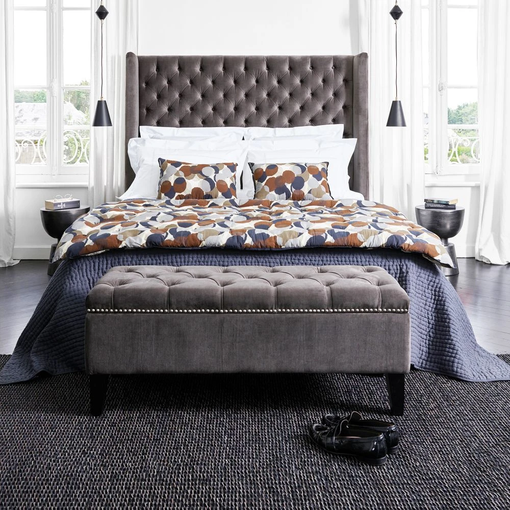 Blanc D'Ivoire Arthur Ottoman Bench - Grey 1 Blanc D'Ivoire Arthur Ottoman Bench - Grey