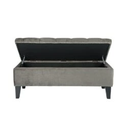 Blanc D'Ivoire Arthur Ottoman Bench - Grey 6 Blanc D'Ivoire Arthur Ottoman Bench - Grey -Armchairs Sales banc coffre arthur gris fonce