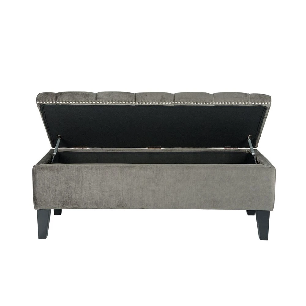 Blanc D'Ivoire Arthur Ottoman Bench - Grey 3 Blanc D'Ivoire Arthur Ottoman Bench - Grey - Image 3