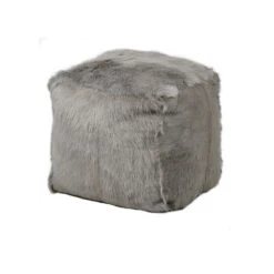 Goat Fur Pouffe - Grey