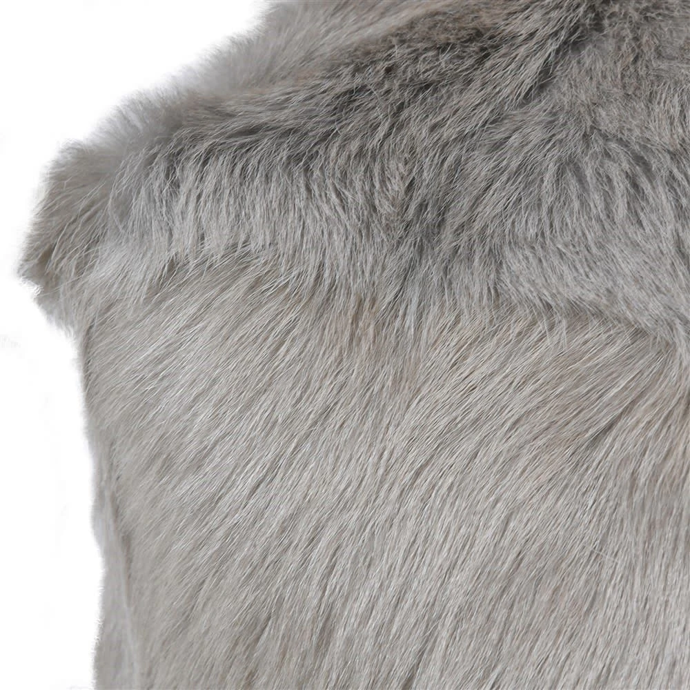 Goat Fur Pouffe - Grey 2 Goat Fur Pouffe - Grey - Image 2