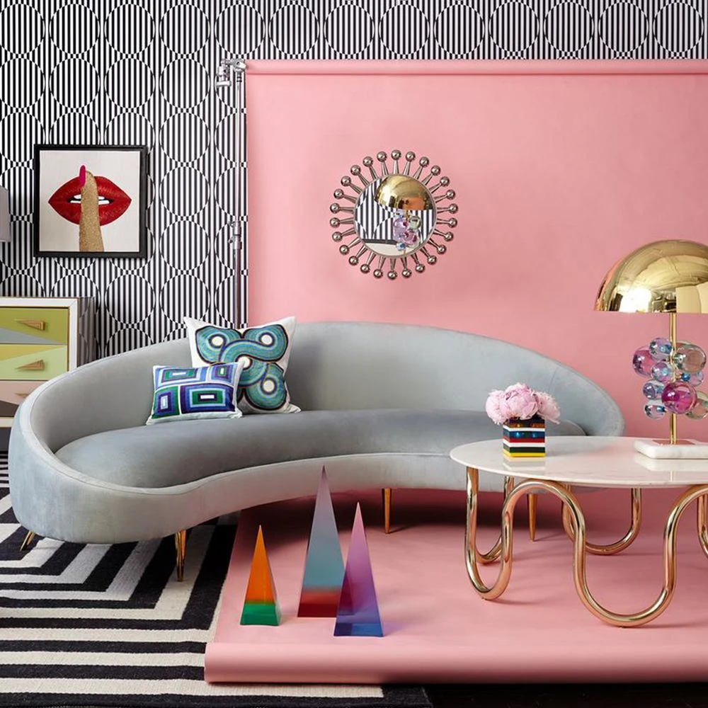 Jonathan Adler Ether Curved Sofa - Bergamo Azure 1 Jonathan Adler Ether Curved Sofa - Bergamo Azure