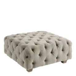 Blanc D'Ivoire Thea Pouffe - Grey Linen