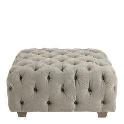 Blanc D'Ivoire Thea Pouffe - Grey Linen -Armchairs Sales pouf thealg