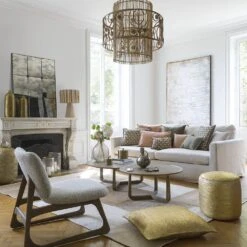 Blanc D'Ivoire Gold Apollo Pouffe