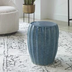 Uttermost Harbor Aque Blue Garden Stool